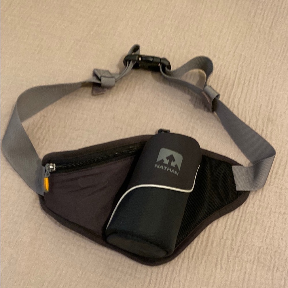 Natan Gray and Black Belt Bag. Unisex model